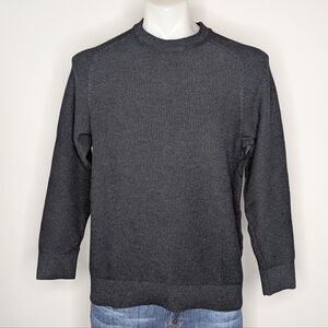 Lululemon Ribbed Dark Grey Light Black Cotton Blend Crew Neck Sweater M